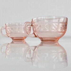 1930's Hazel Atlas Clover Leaf Depression Glass Cups